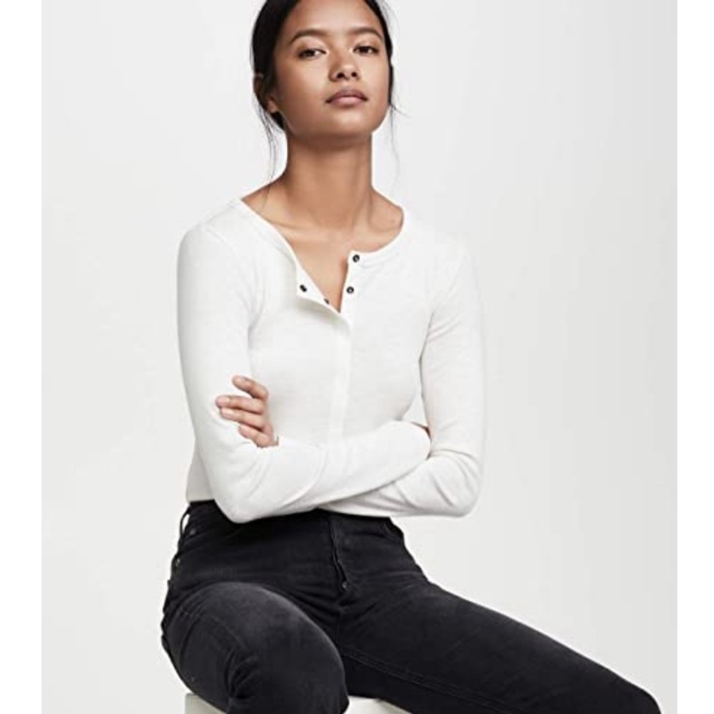 Vince off-white snap Henley